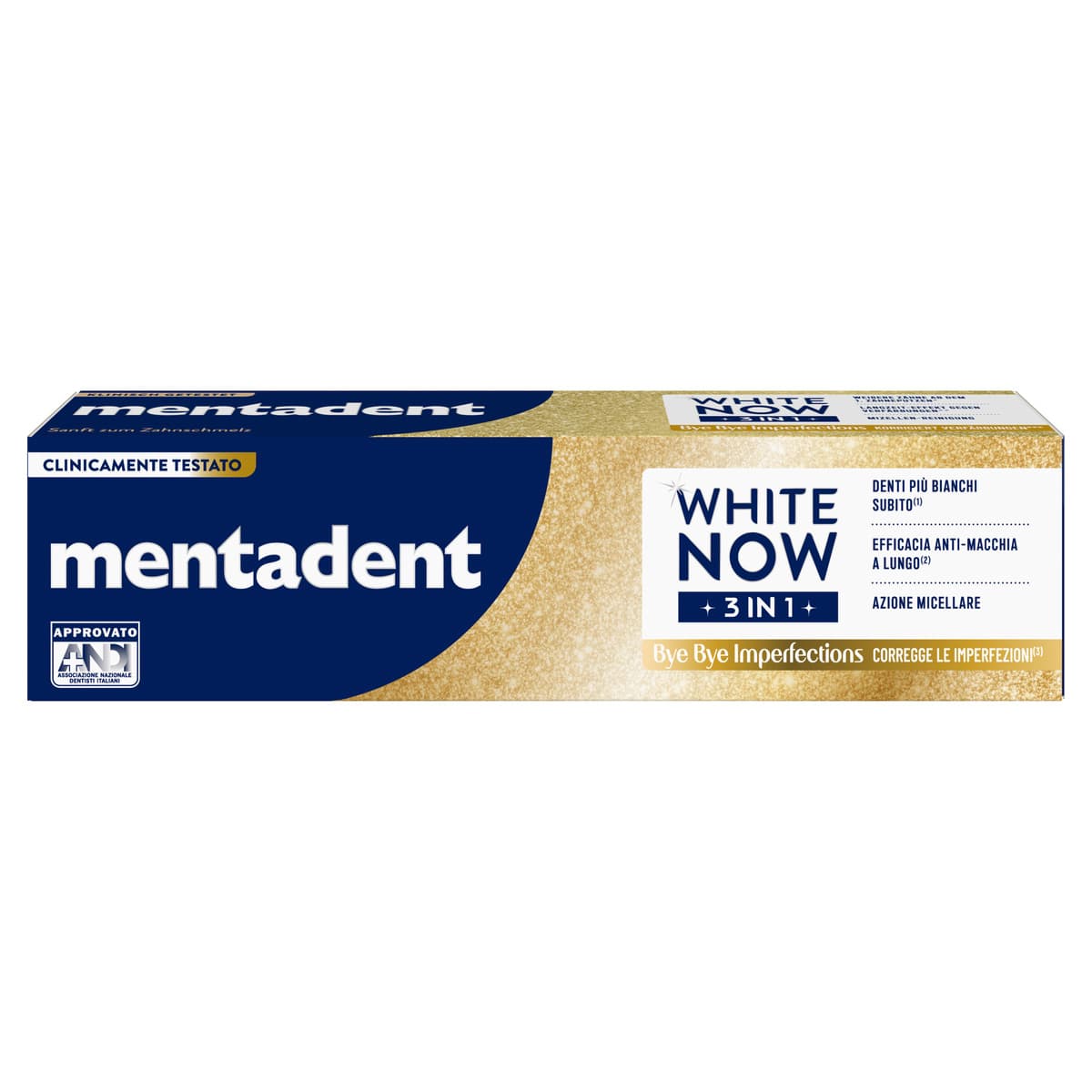 mentadent Zahncreme White Now 3in1 Bye Bye Imperfections