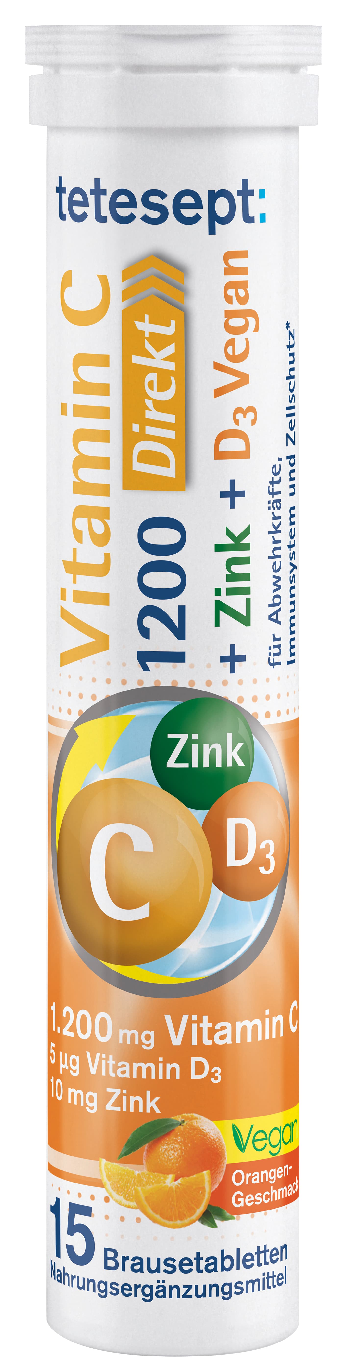 tetesept Vitamin C 1200 + D3 +Zink Brausetabletten
