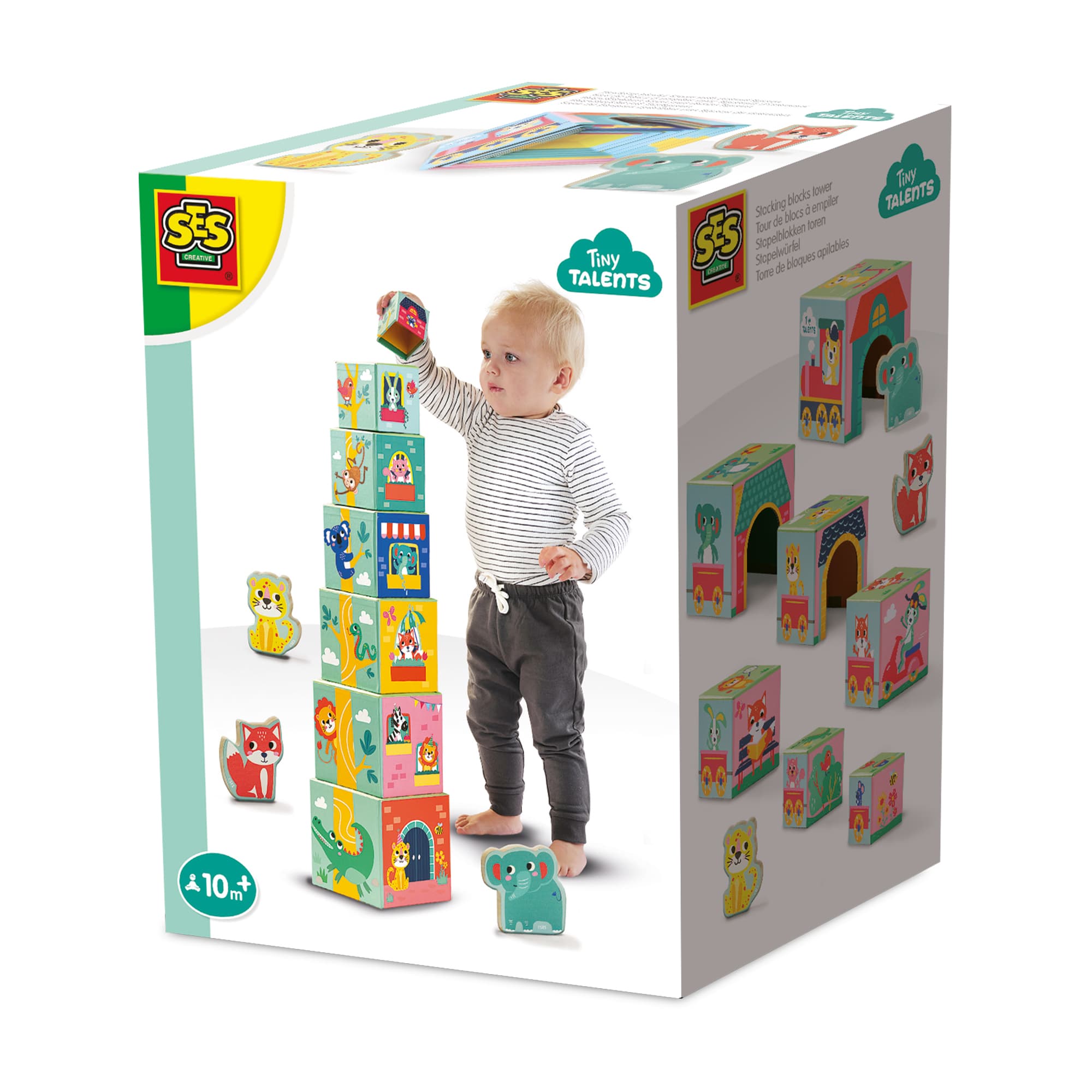 SES Creative - Stapelwürfel mit Tierfiguren