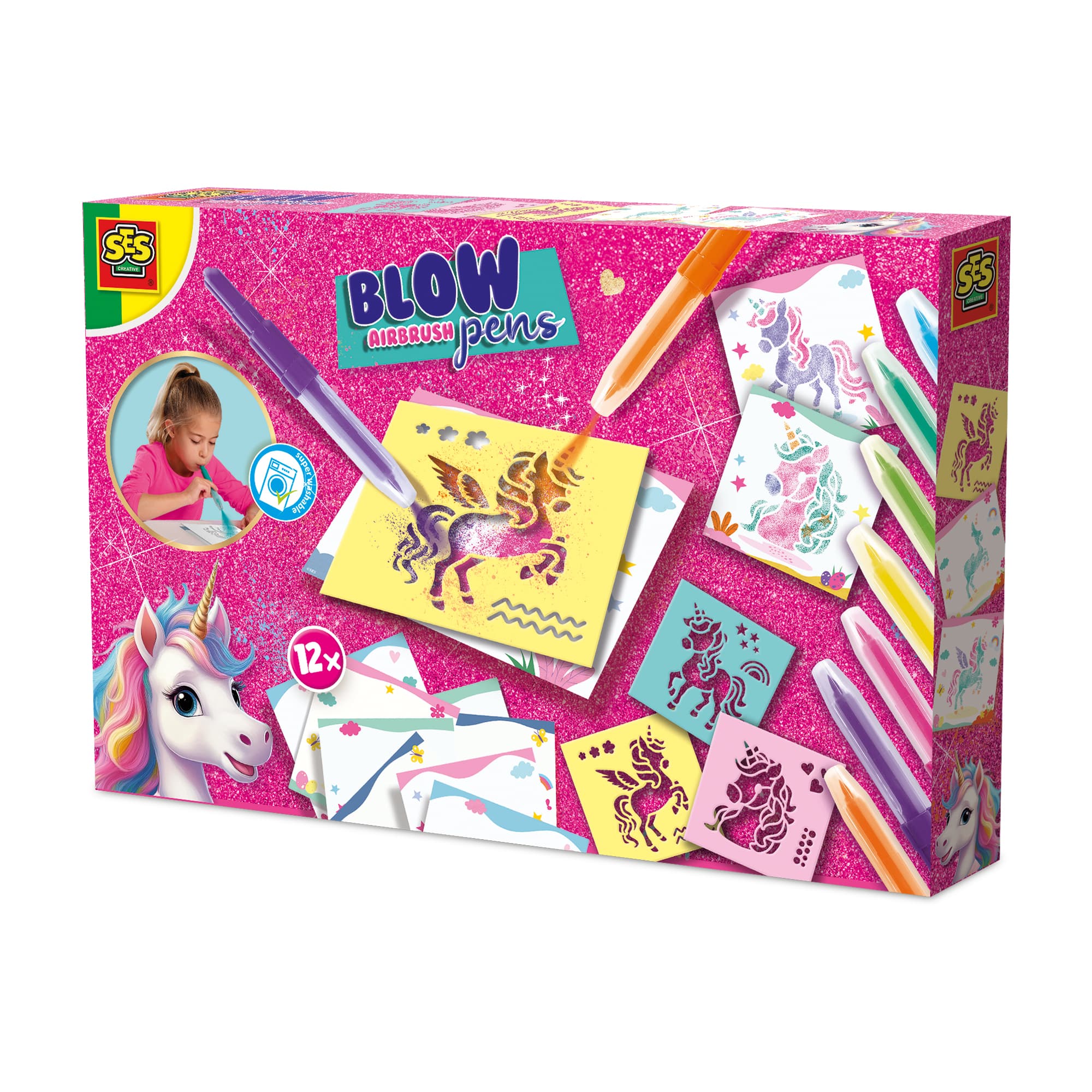 SES Creative Blow Airbrush Pens Einhorn Bastelset ab 5 Jahren