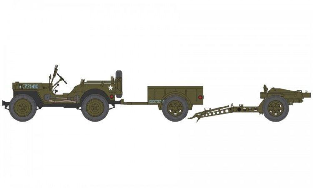 Produktbild Airfix 1502339 - Modellbausatz Willys Jeep, Trailer&6PDR Gun, 1:72 2 von 4
