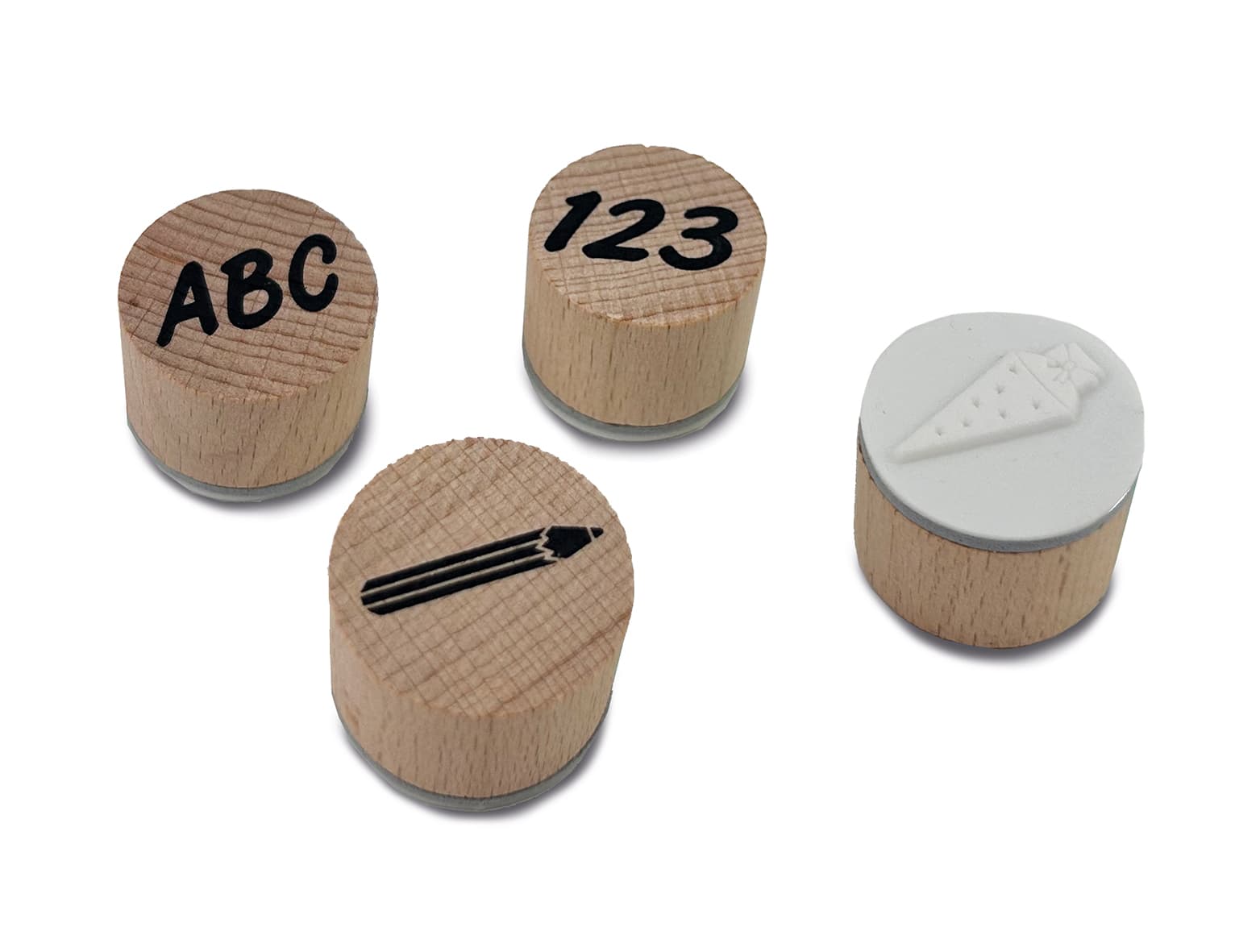 Happy People  Stempel Set Schulanfang, Stempel aus Holz, 4 verschiedene Designs 