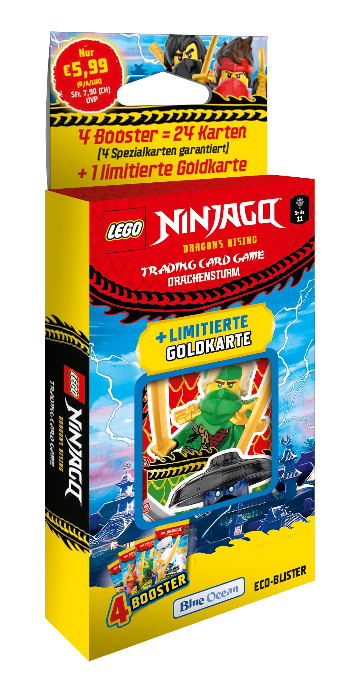 LEGO Ninjago TCG Serie 11 Eco Pack – 4 Booster & limitierte Goldkarte (Drachensturm), sortiert (Keine Auswahl möglich)