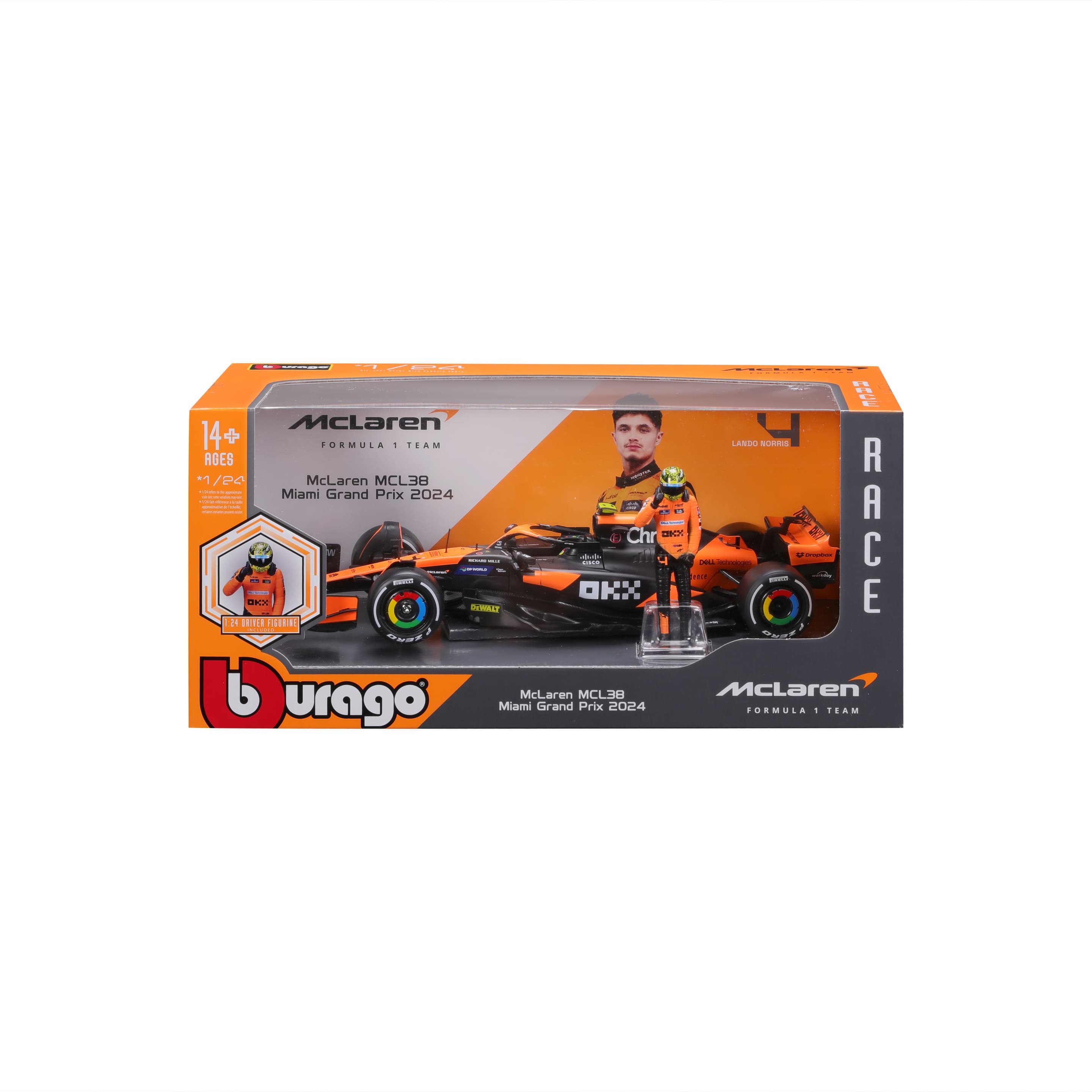 Produktbild Bburago - 1:24 McLaren MCL38 (2024), mit Figur, Windowbox 8 von 8