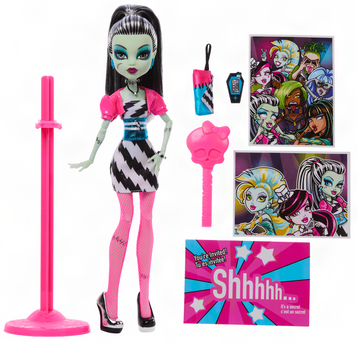 Monster High Dawn of the Dance Frankie Stein Puppe mit Party-Outfit und Zubehör