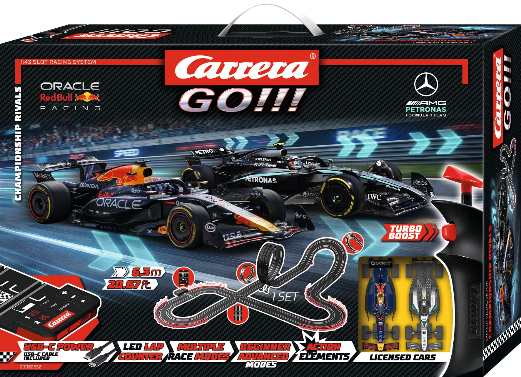 Carrera GO!!! - Championship Rivals Rennbahn mit Red Bull & Mercedes F1 Fahrzeugen