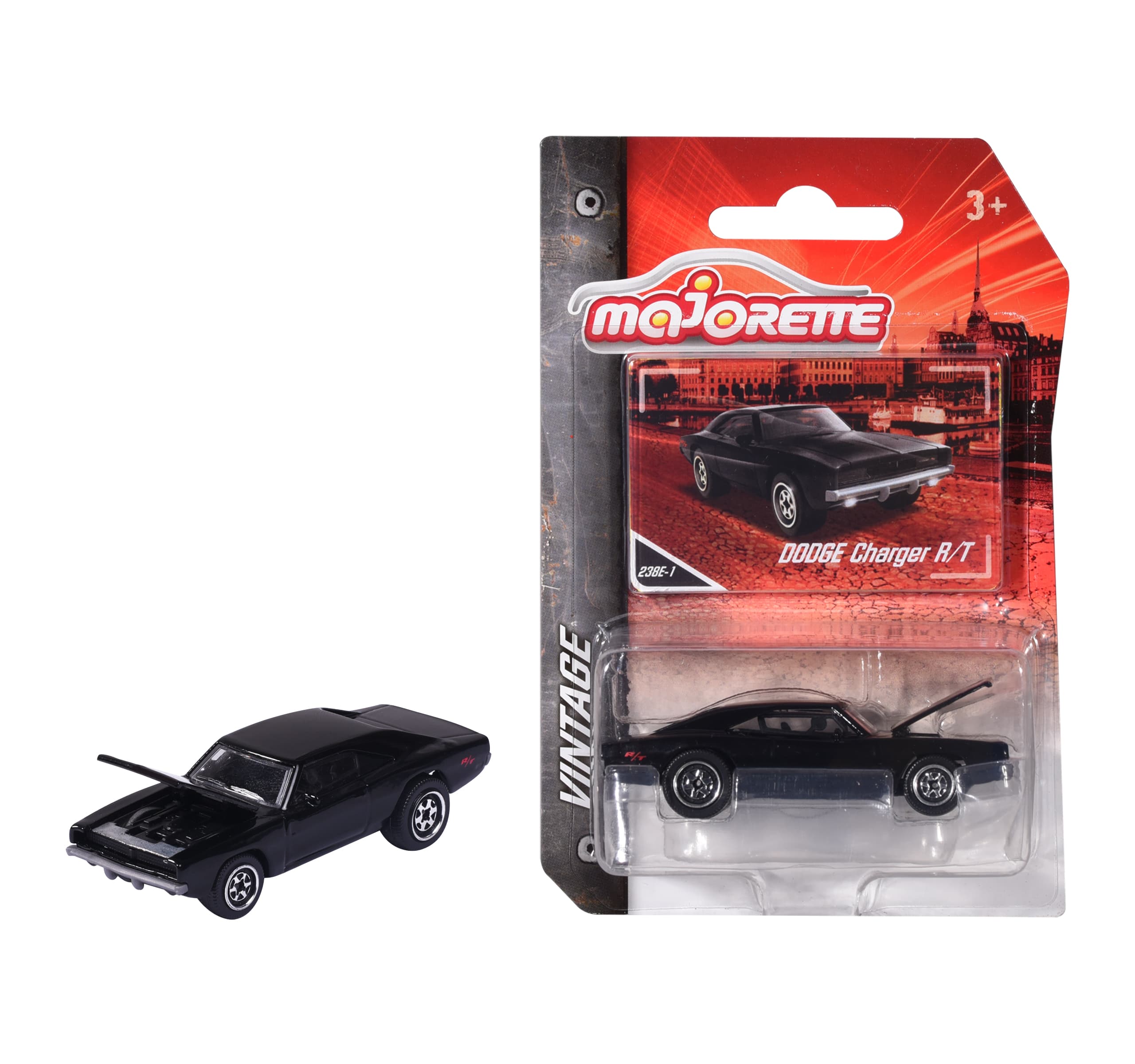 Majorette - Vintage Dodge Charger R/T, schwarz