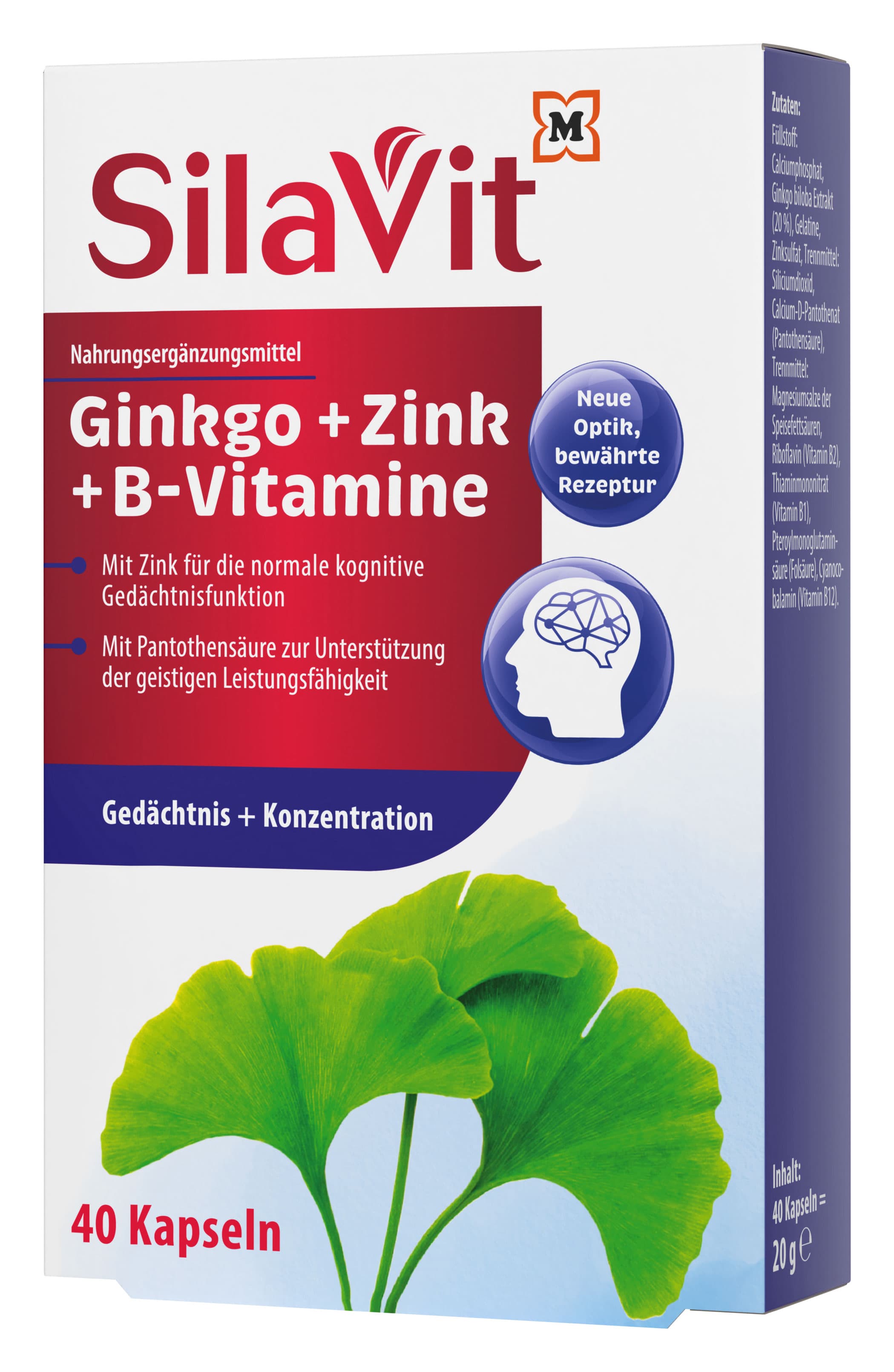 SilaVit Kapseln Ginkgo Zink B Vitamine Gedächtnis & Konzentration