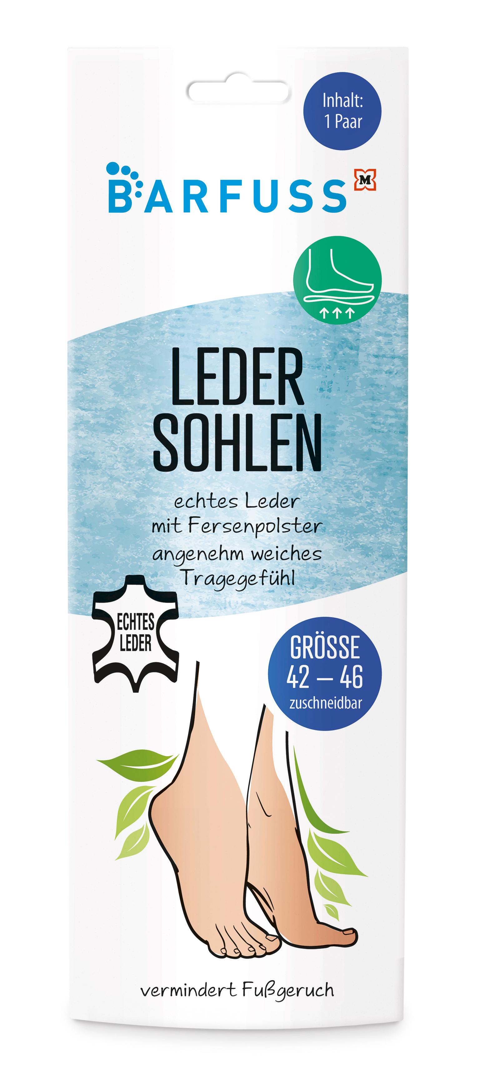 BARFUSS Ledersohle Größe 42 - 46