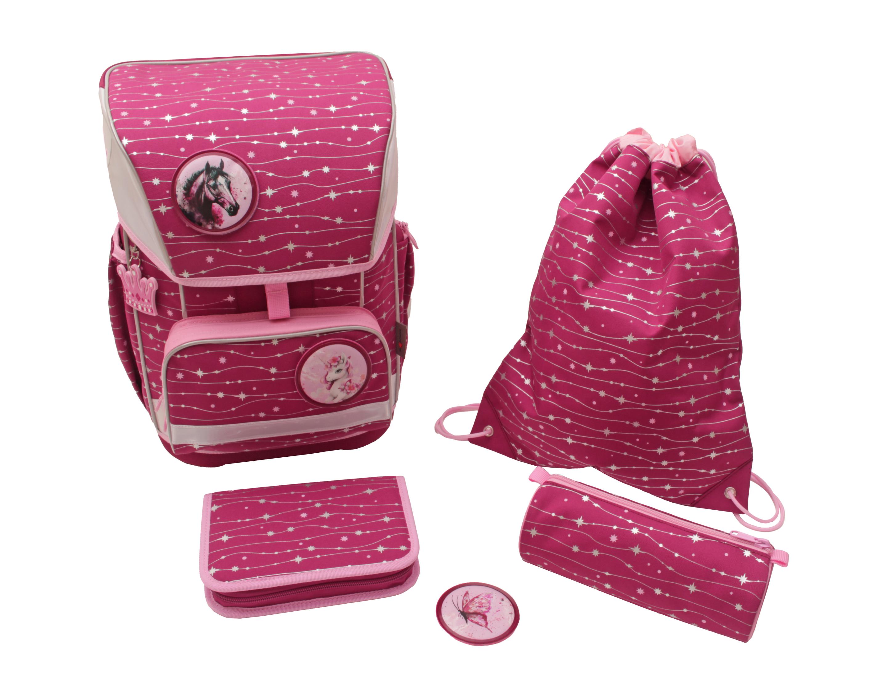 IN@SCHOOL Schulranzen Set Basic Plus 8-tlg. Pink mit Motiven
