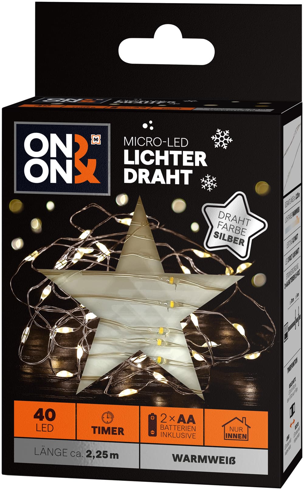 ON&ON Micro LED Lichter Silber warmweiß