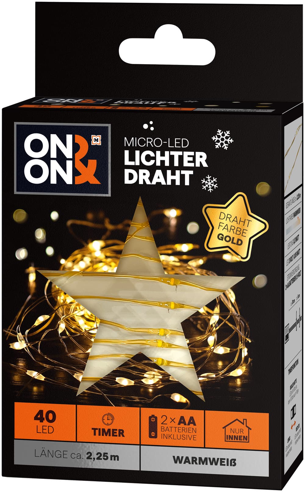 ON&ON Micro LED Lichter Gold warmweiß