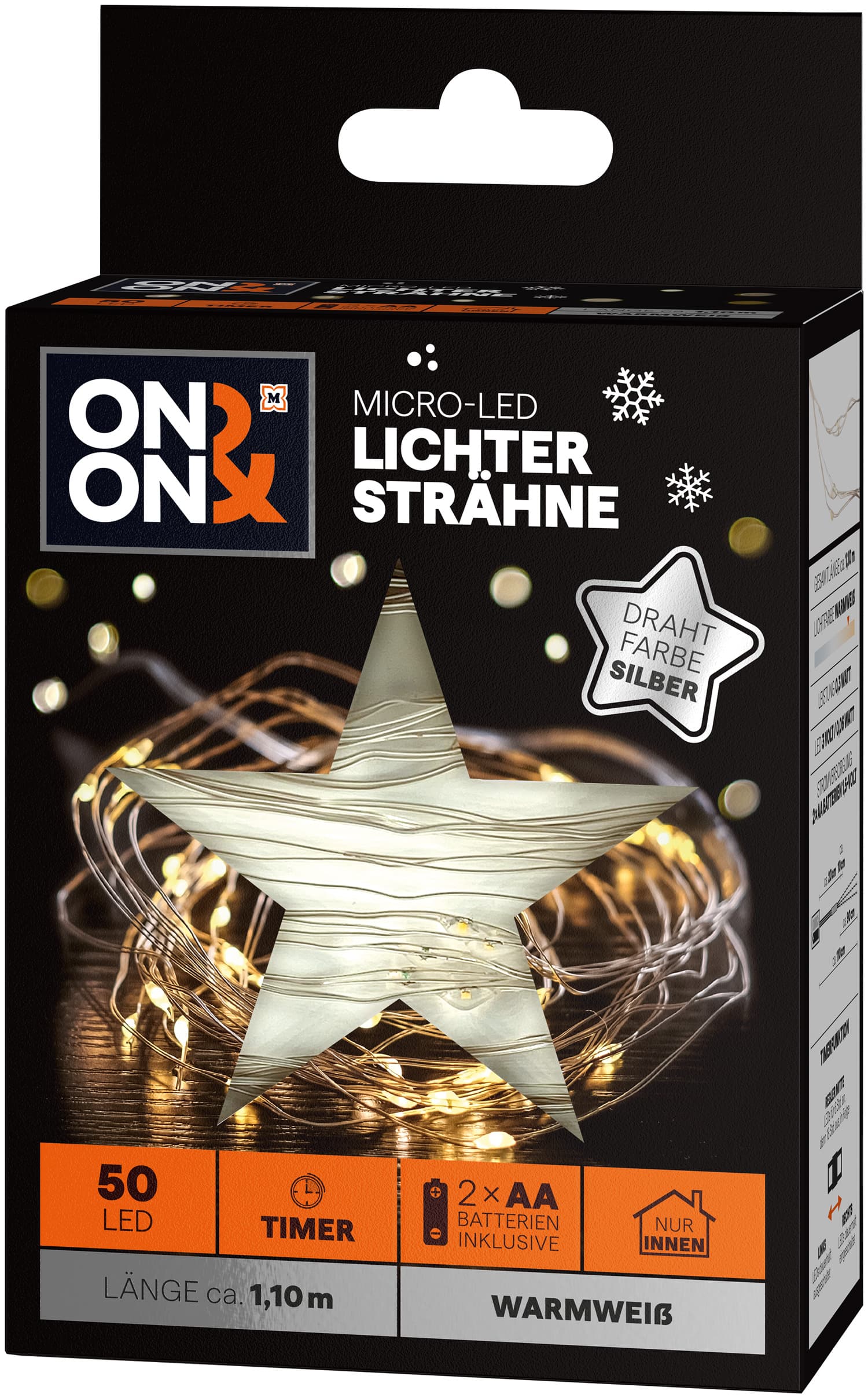 ON&ON LED Mikrodraht Lichter Silber warmweiß