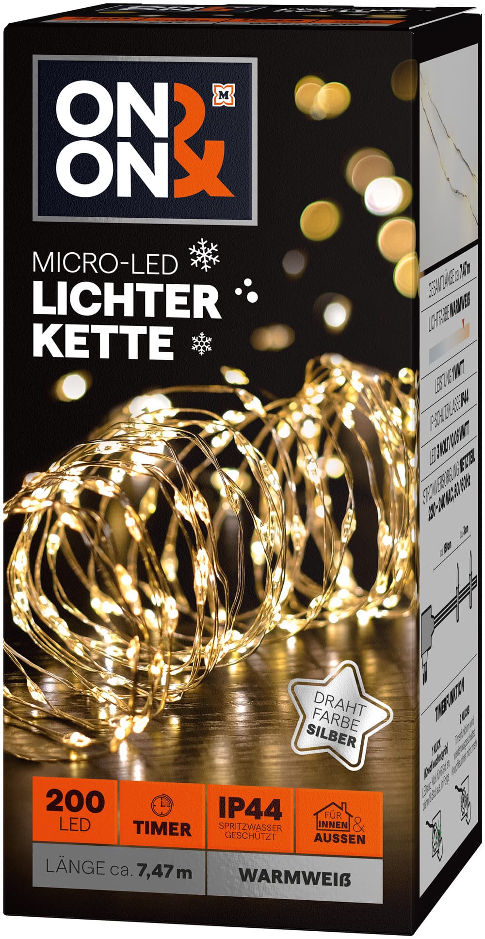 ON&ON Micro-LED Lichterkette silber warmweiß
