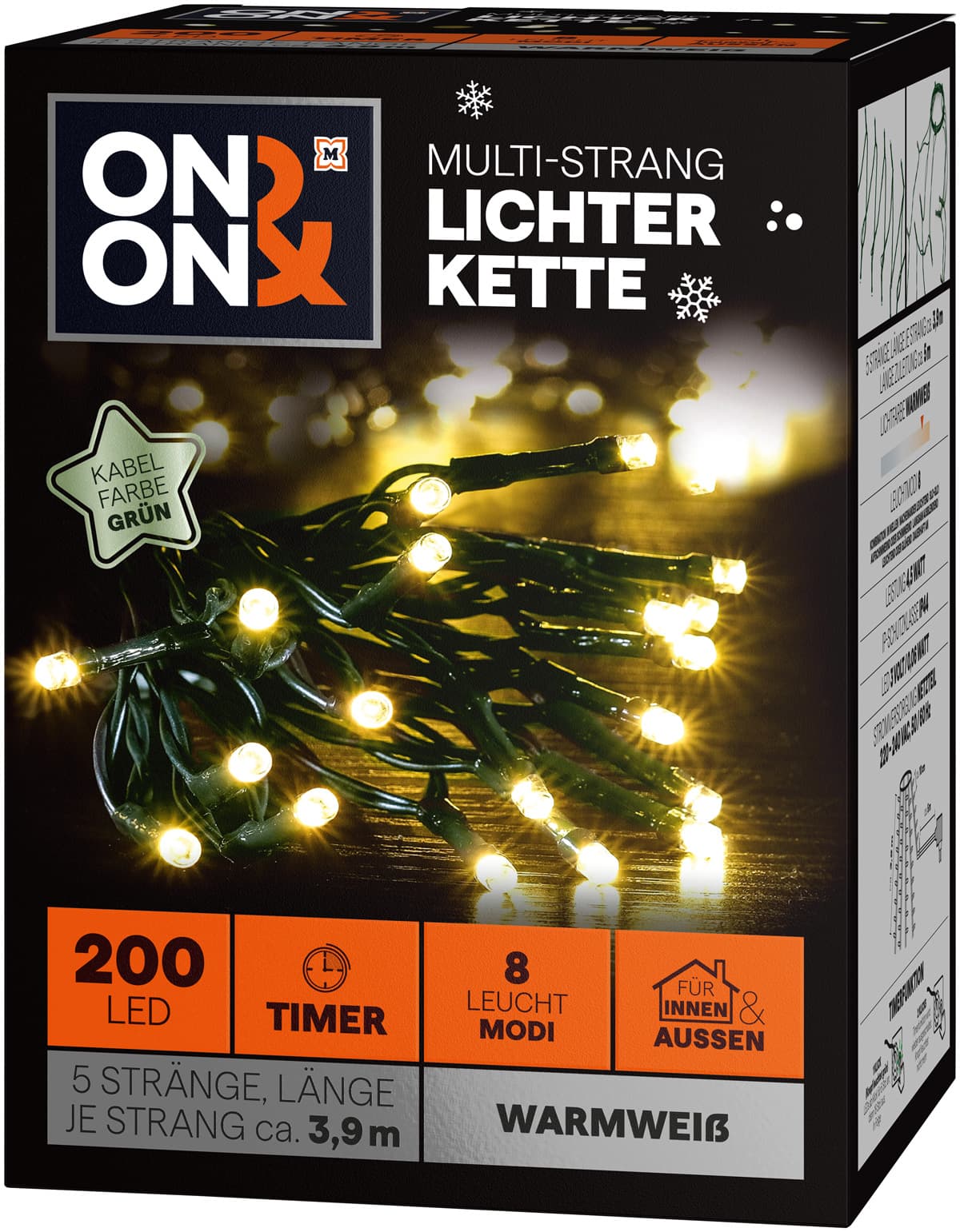 ON&ON Multi-Strang Lichterkette 5x3,9m, versch. Modi