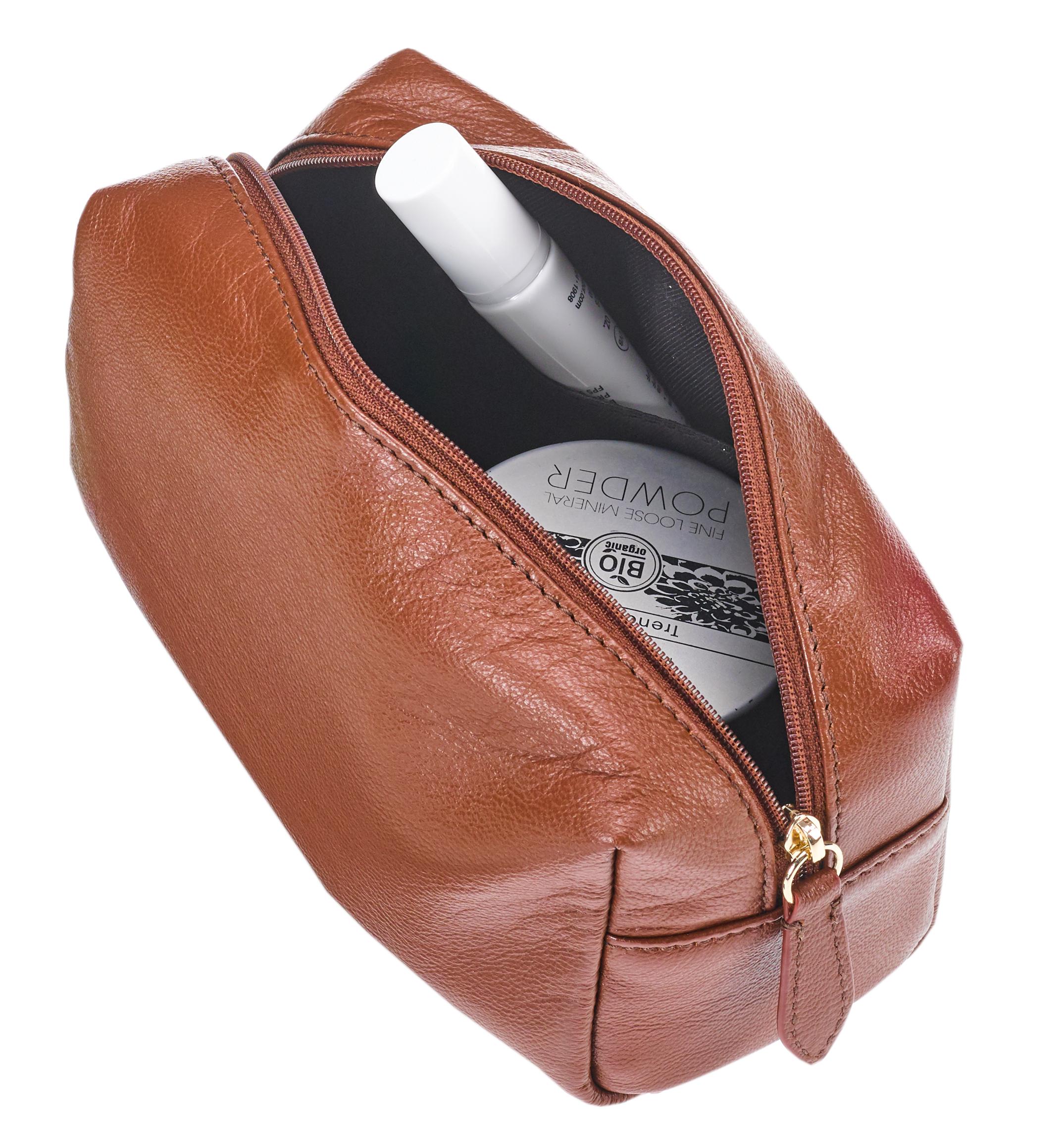 Produktbild Kosmetiktasche Echtleder 17,5x9,5x7cm 2 von 2