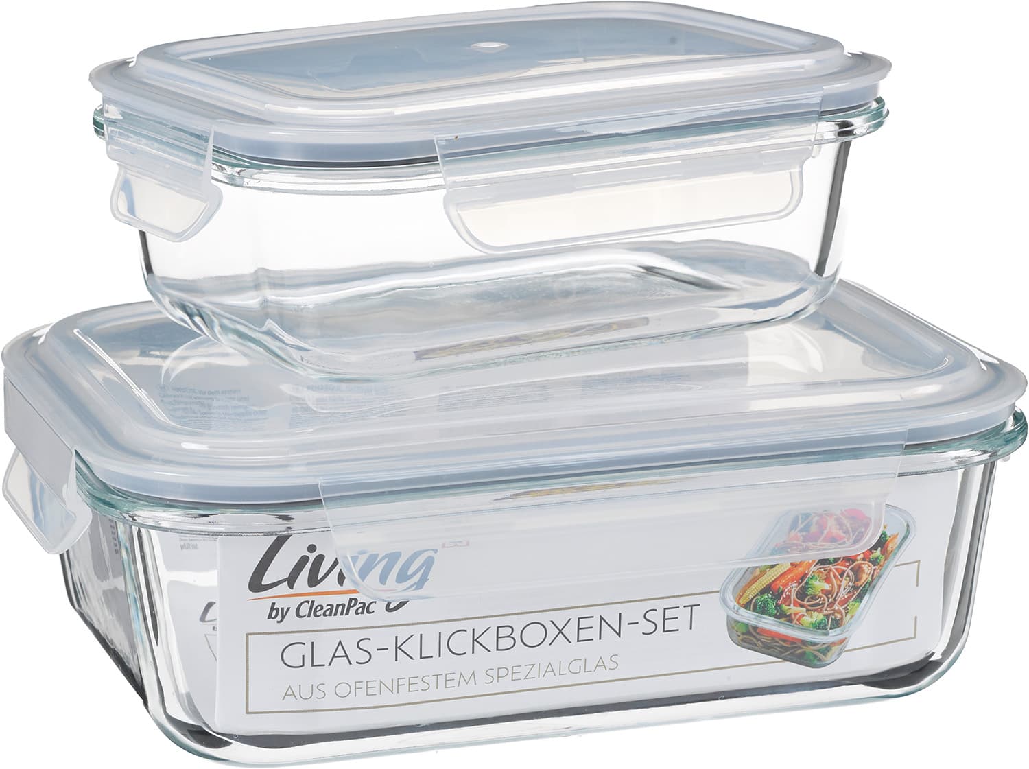 Living by CleanPac Glas-Klickboxen-Set 2-tlg.