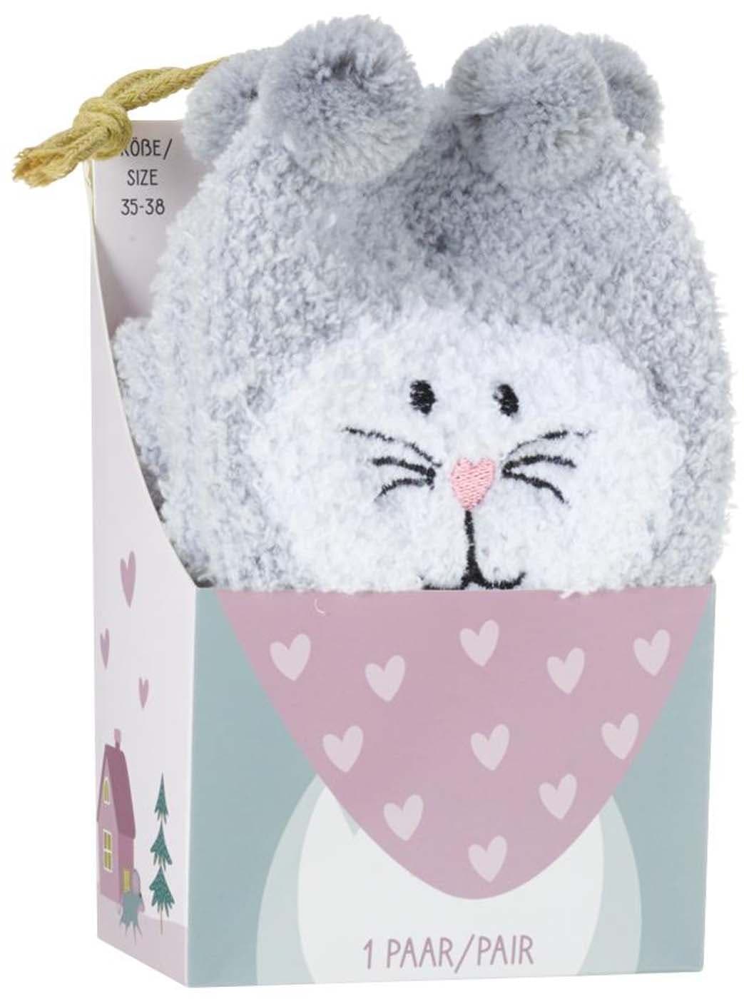 Damen Kuschelsocken mit 3D Design Maus