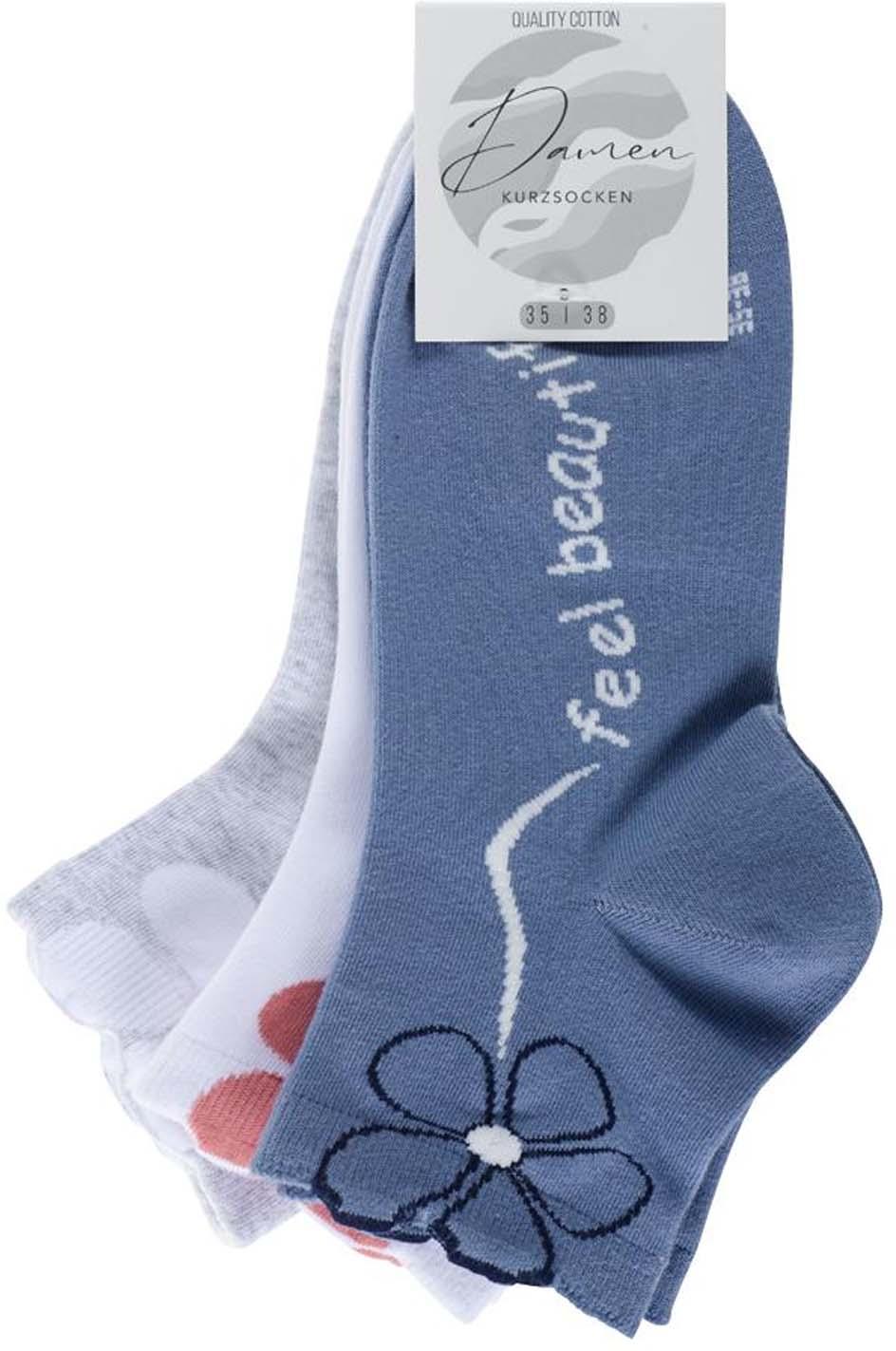 Damen Kurzsocken Feel Beautiful 3er Pack