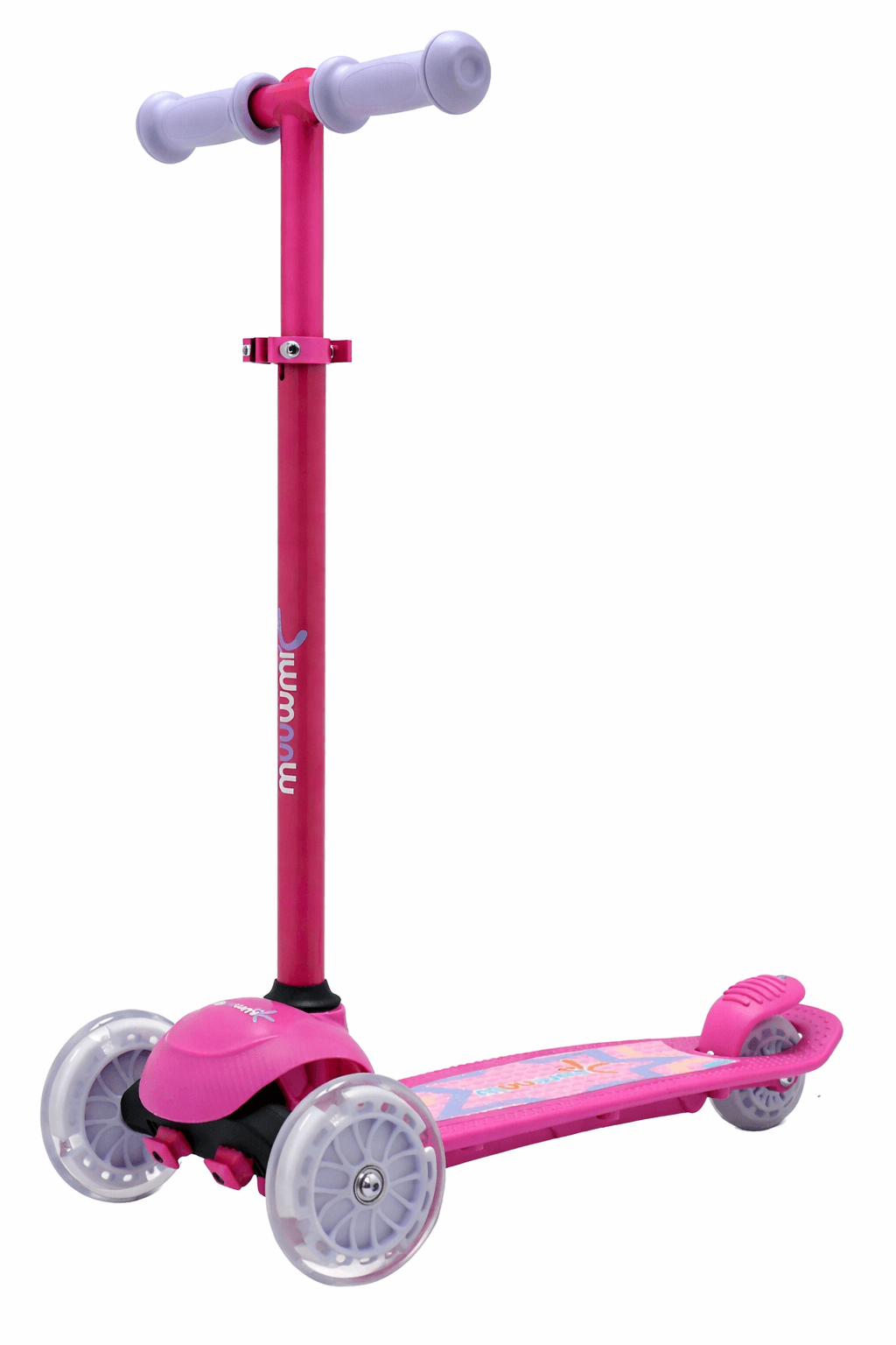 muuwmi Kidsscooter UP pink-lila, mit Leuchtrollen