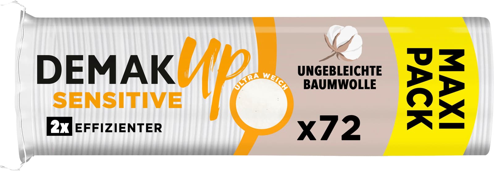 DEMAK'UP Sensitive runde Wattepads aus ungebleichter Baumwolle