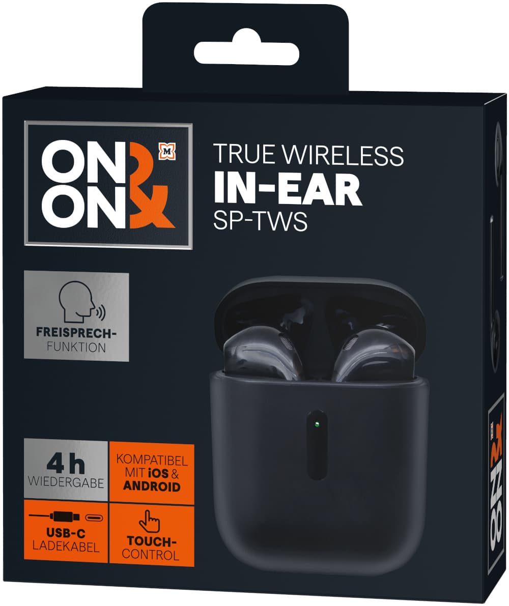 ON&ON - True Wireless In-Ear Kopfhörer, Schwarz