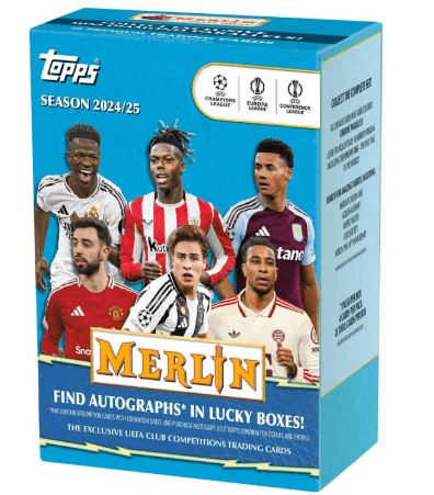 Topps Chrome Merlin UEFA Club Competitions 2024/25 Value Box – Fußball Trading Cards