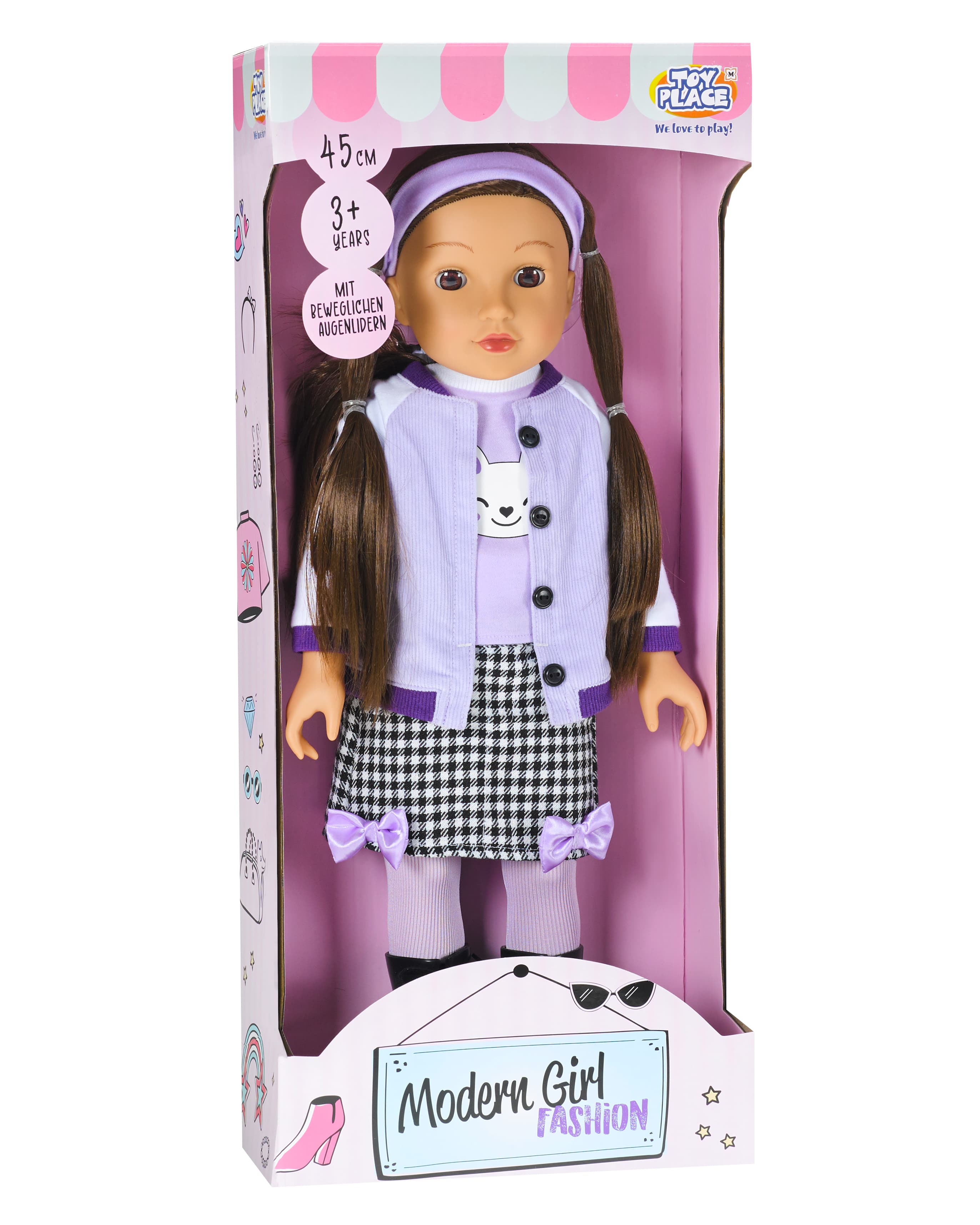 Modern Girl! Puppe Brünette Hase, 45 cm