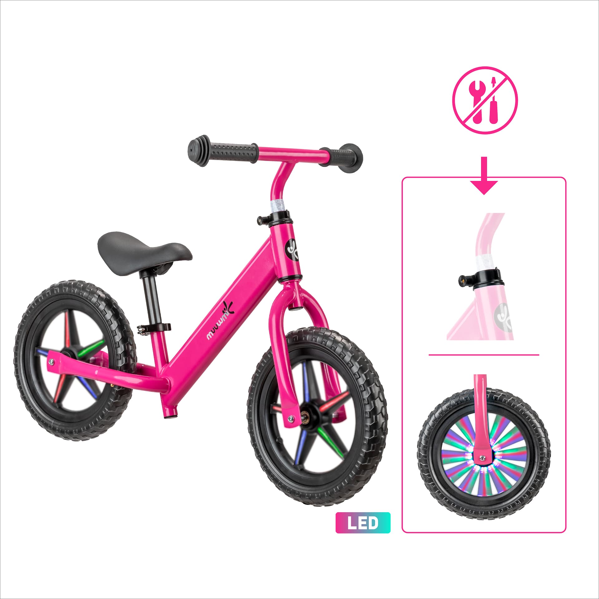 muuwmi Laufrad mit LED pink