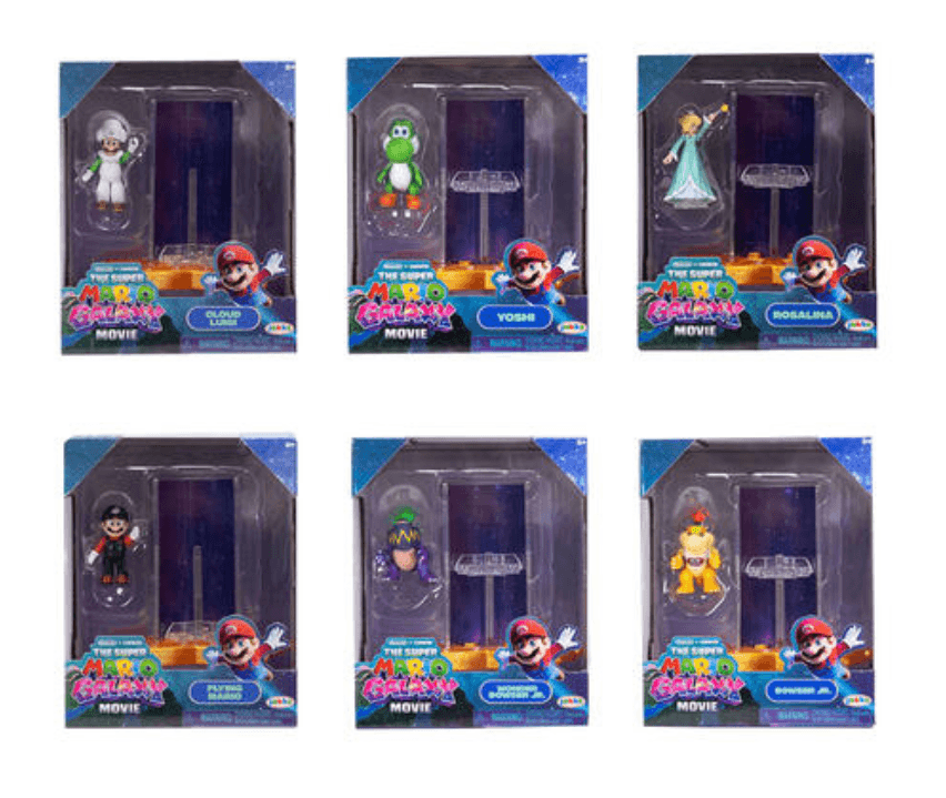 Super Mario Galaxy Movie – 3,8 cm große Figur mit Sternenwerfer – Wave 2, 1 Stück, sortiert