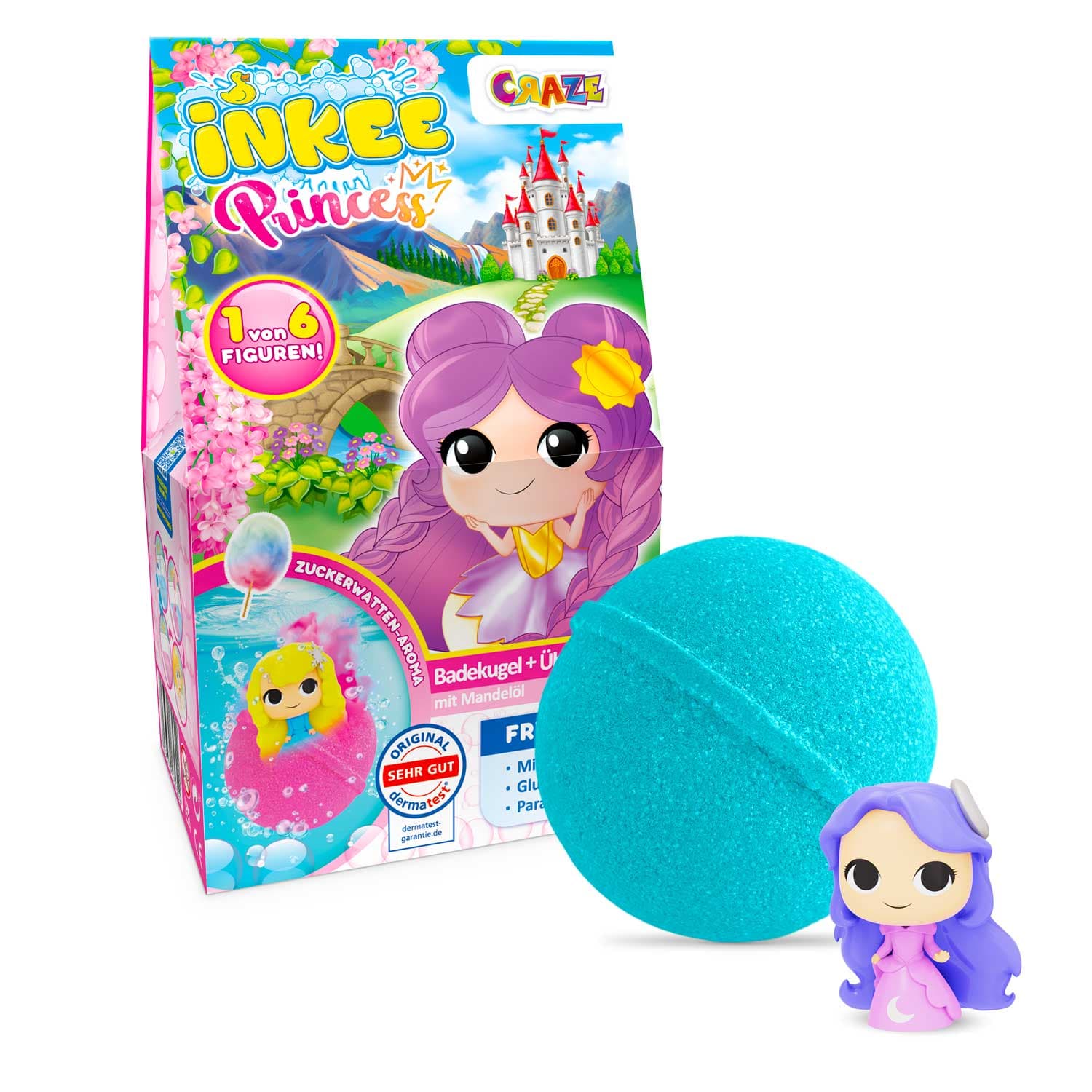 CRAZE INKEE Surprise Princess Überraschungs-Badekugel mit Sammelfigur ab 3 Jahren, 1 Stück, sortiert