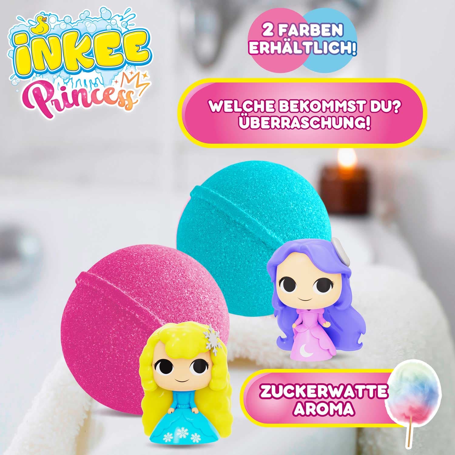 CRAZE INKEE Surprise Princess Überraschungs-Badekugel mit Sammelfigur ab 3 Jahren, 1 Stück, sortiert