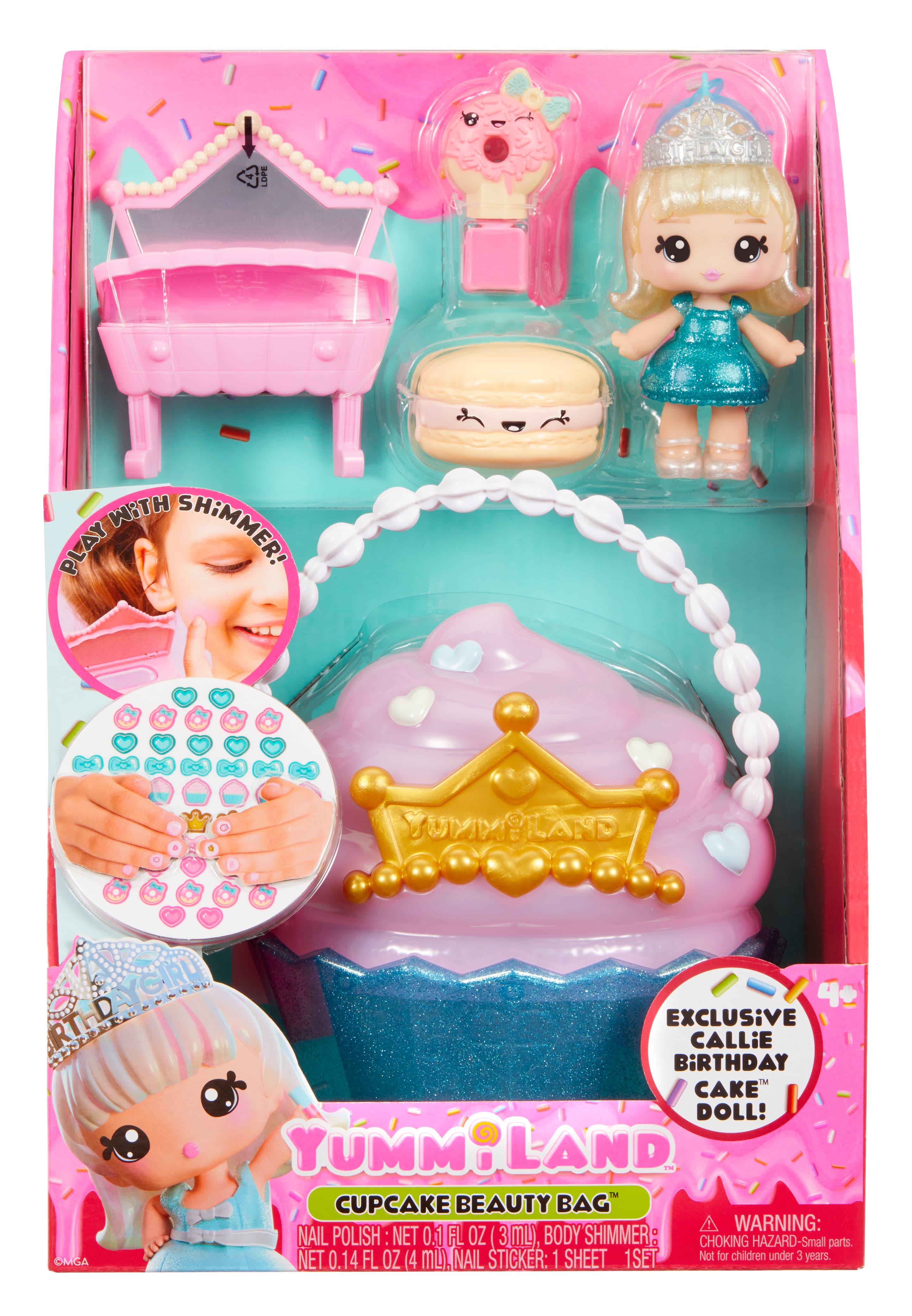 Yummiland Beauty Bag Playset + Lip Gloss Doll - Cupcake Beauty Bag