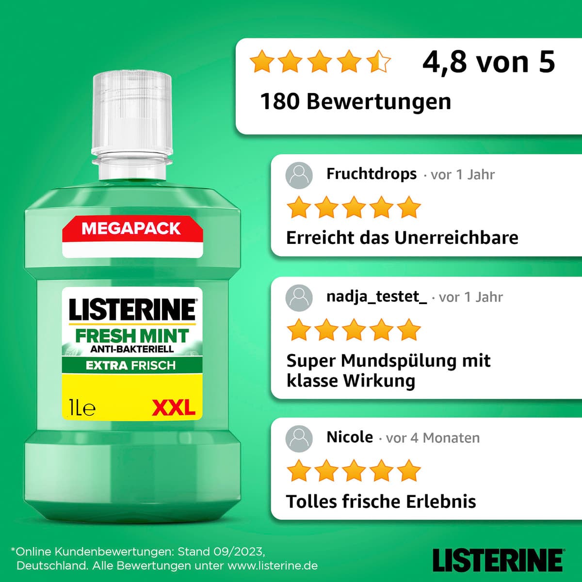 Produktbild Listerine Mundspülung Fresh Mint  12 von 12