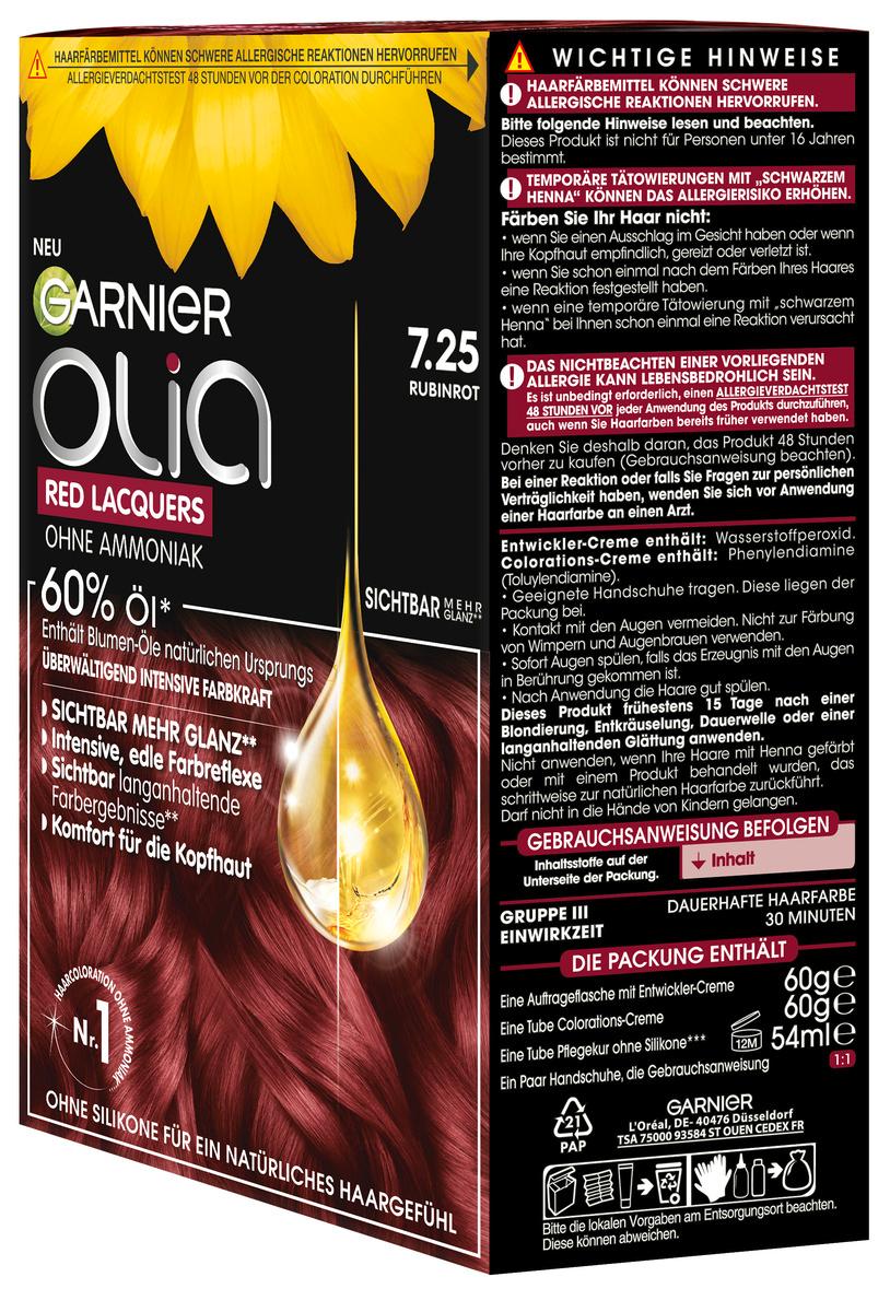 Produktbild Garnier Olia Red Lacquers Dauerhafte Haarfarbe 7.25 Rubinrot 3 von 10