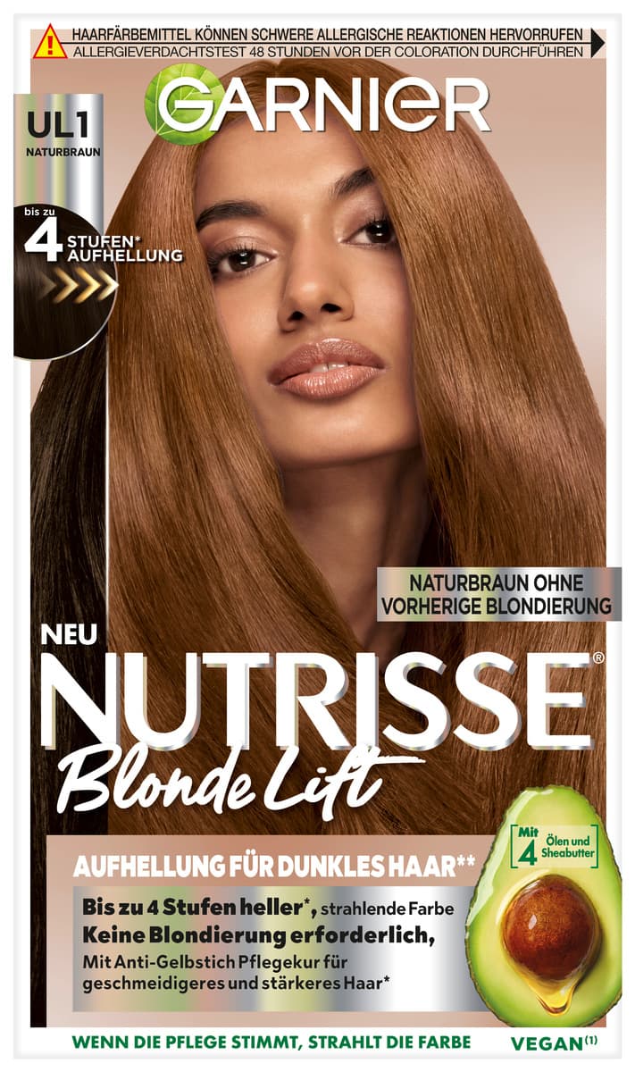 Garnier Nutrisse Blonde Lift Naturbraun - Aufhellung für dunkles Haar UL1