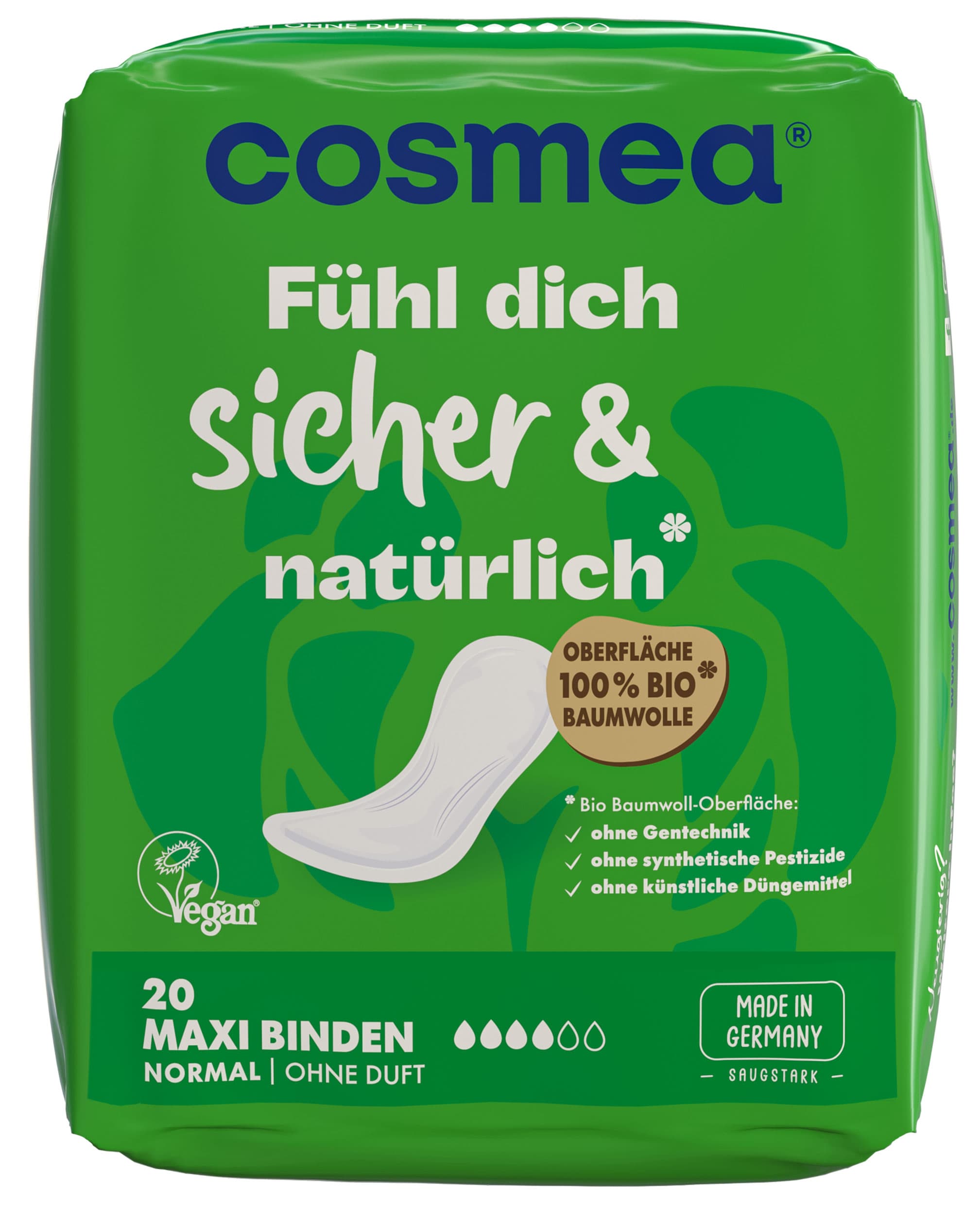 Cosmea® Comfort Bio Maxi Binden, VEGAN, Normal ohne Duft