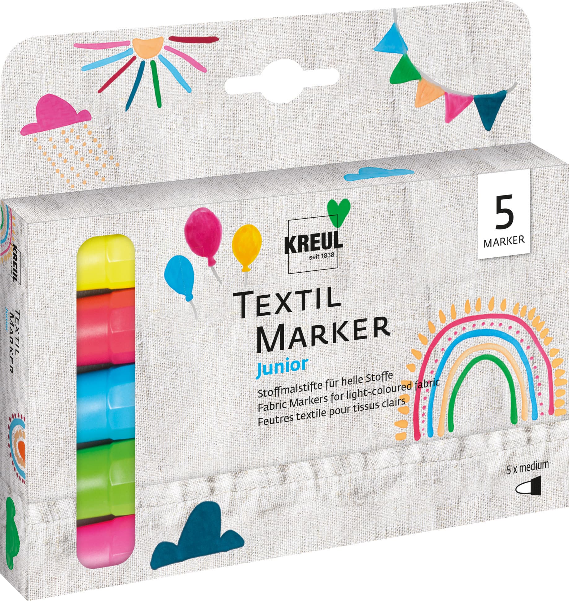 KREUL Textil Marker medium Junior 5er Set