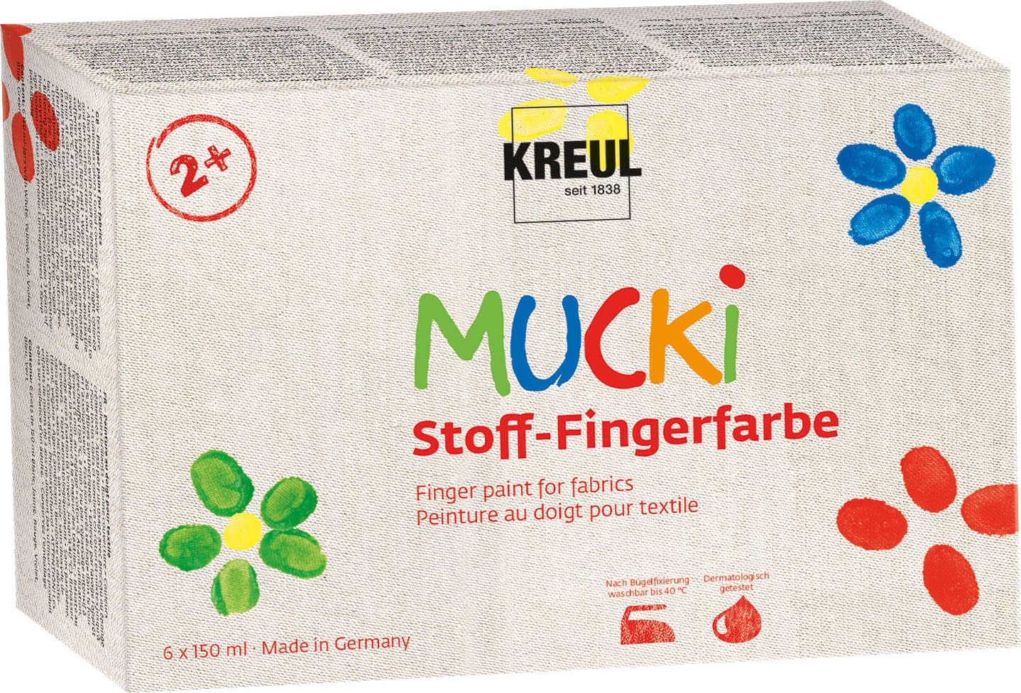 MUCKI Stoff-Fingerfarbe 6er Set 150 ml