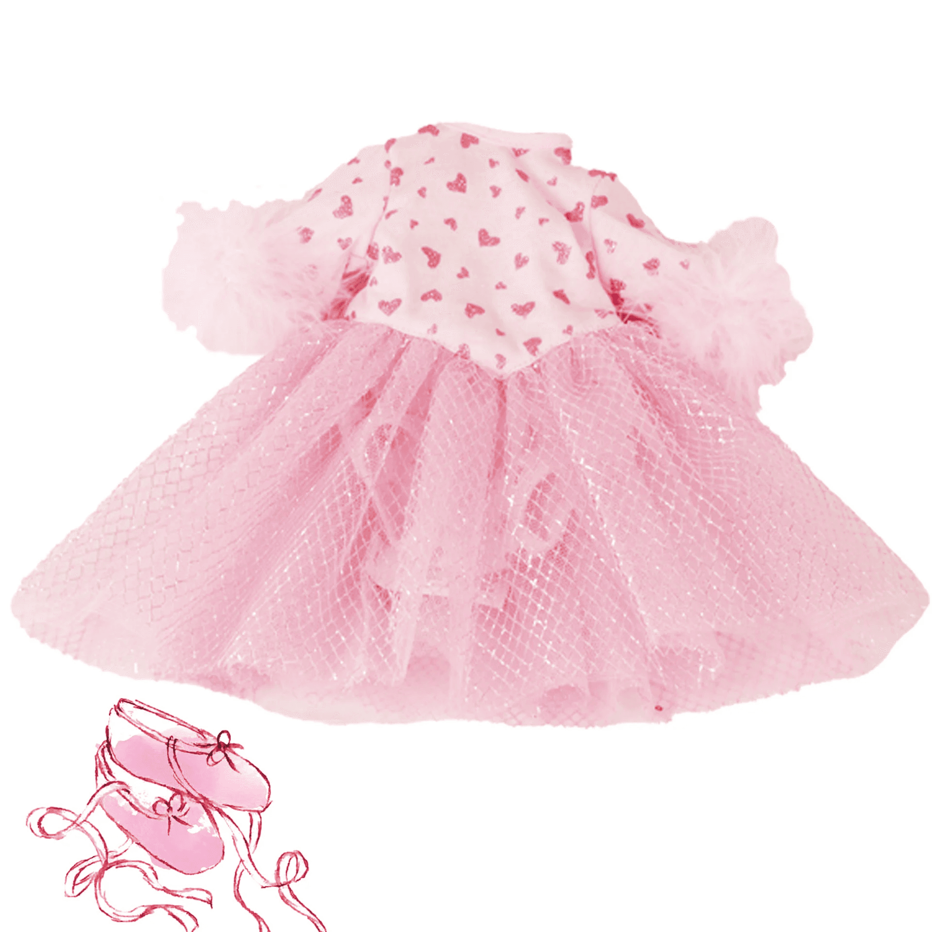 Götz - Ballettanzug Hase für Babypuppen Gr. M (42–46 cm) – glitzernder Anzug mit Tüll & Federn