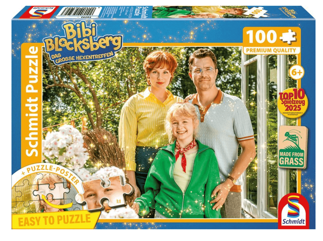 Schmidt Spiele - Bibi Blocksberg: Das große Hexentreffen, Familie Blocksberg, 100 Teile, Eco-Friendly, Gras Kinderpuzzle