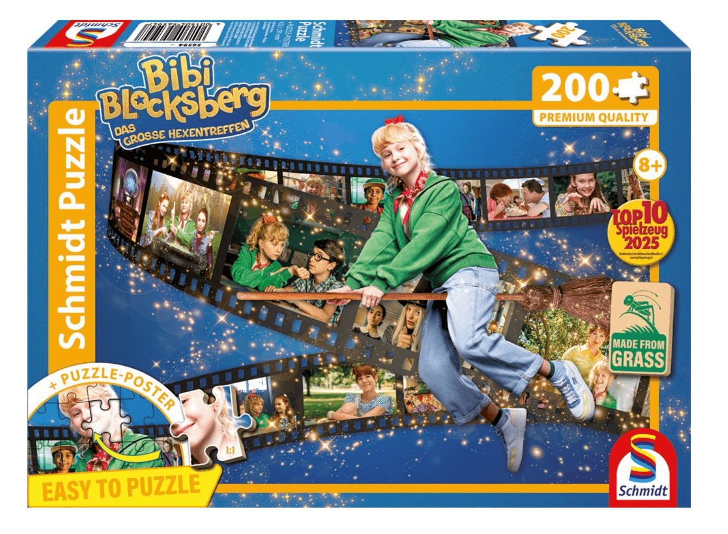 Schmidt Spiele - Bibi Blocksberg: Das große Hexentreffen, Flieg los Kartoffelbrei, 200 Teile, Eco-Friendly, Gras Kinderpuzzle