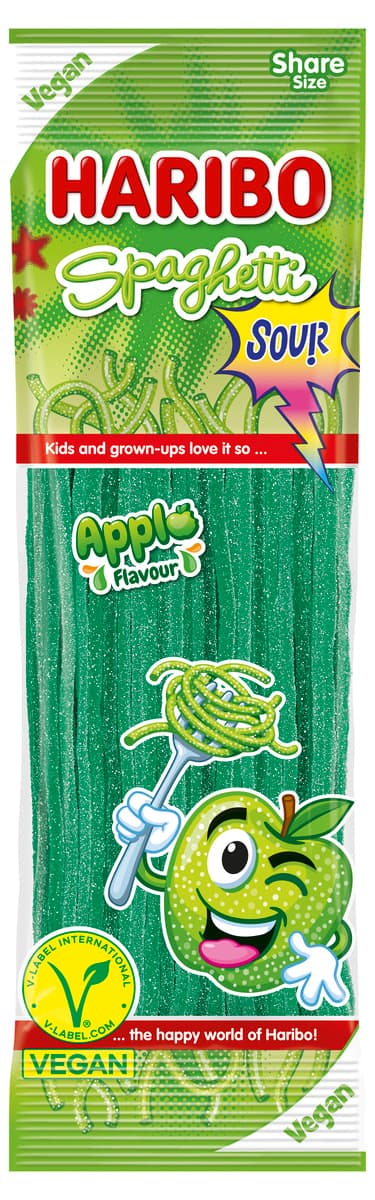 Haribo Süssware Spaghetti Apfel sauer vegan