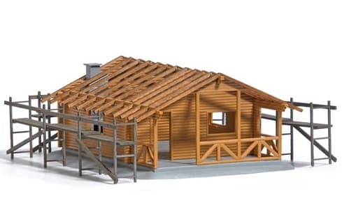 BUSCH 1855 H0 Blockhütte im Bau