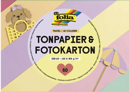 folia Tonpapier und Fotokarton Block TREND  DIN A6 60 Blatt - 15 Farben sortiert.