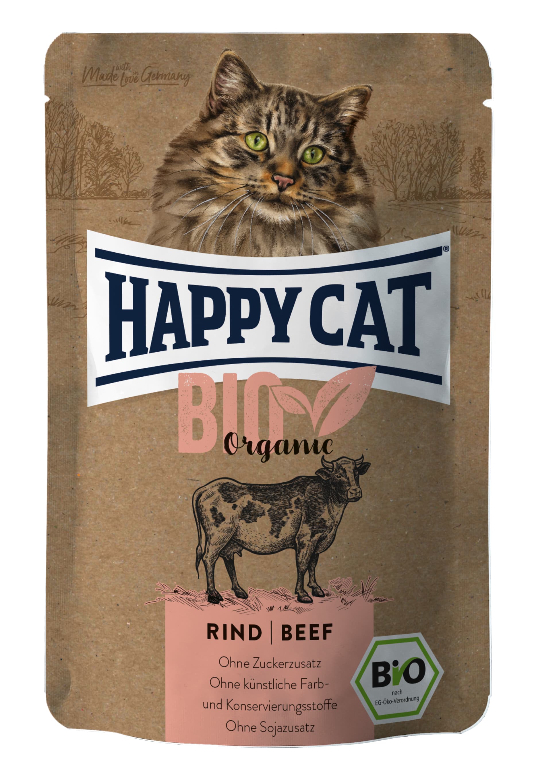 Happy Cat Katzennassfutter Bio Pouch Rind