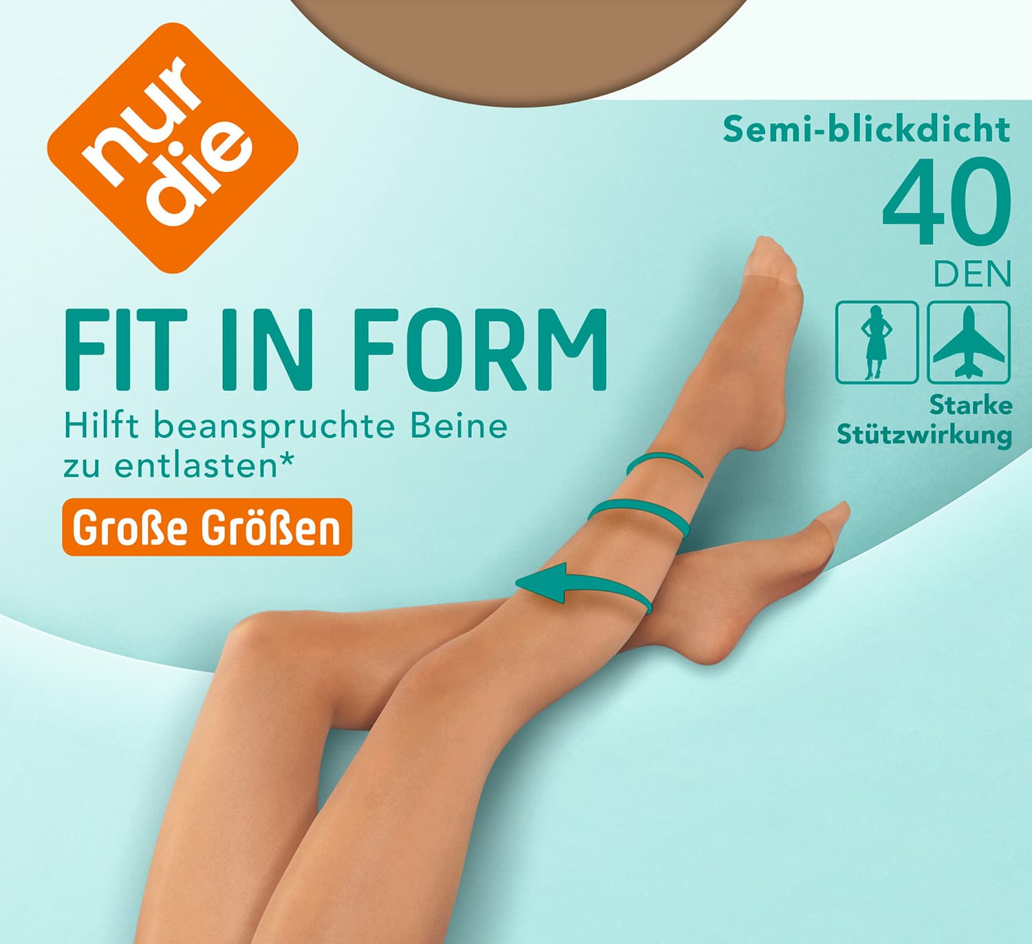 NUR DIE Damen Feinstrumpfhose Fit in Form Komfortgröße 40 DEN