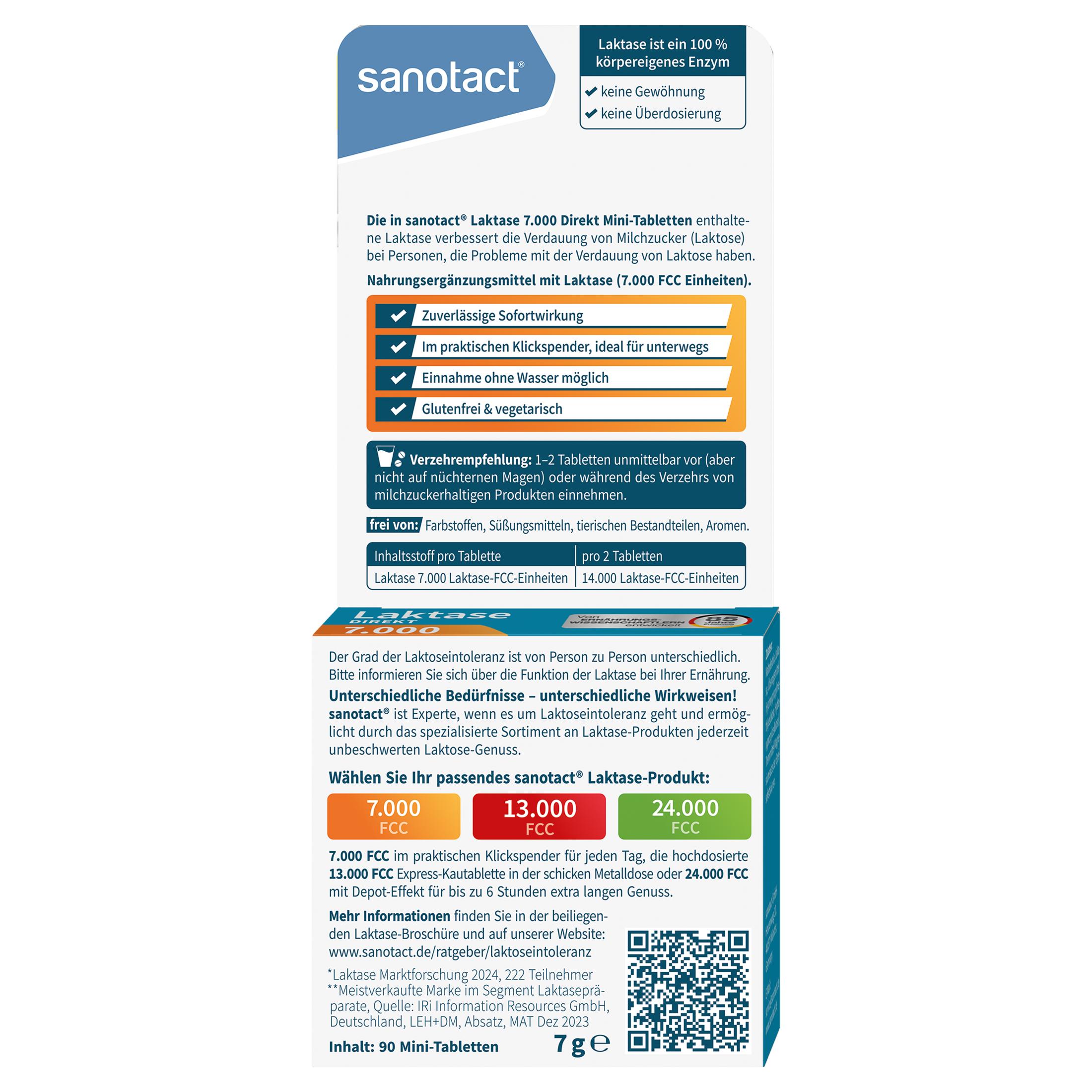 Produktbild sanotact Laktase 7.000 FCC Direkt Mini Tabletten 2 von 5