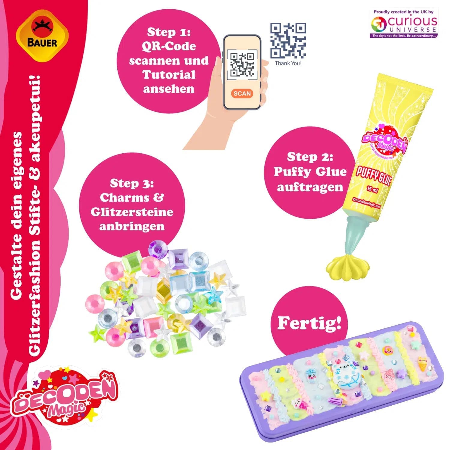 Bauer - Decoden Magic Glitzerfashion Stifte- und Makeupetui