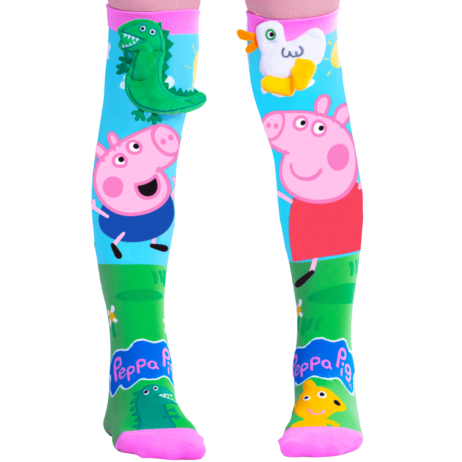 MADMIA - Peppa Pig & George Socken mit 3D-Applikationen, Alter: 6-99 Jahre
